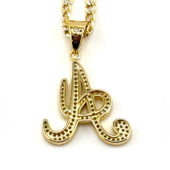18K Gold Plated over 925 Solid Sterling Silver "A" Letter Necklace - Picture 5 of 9